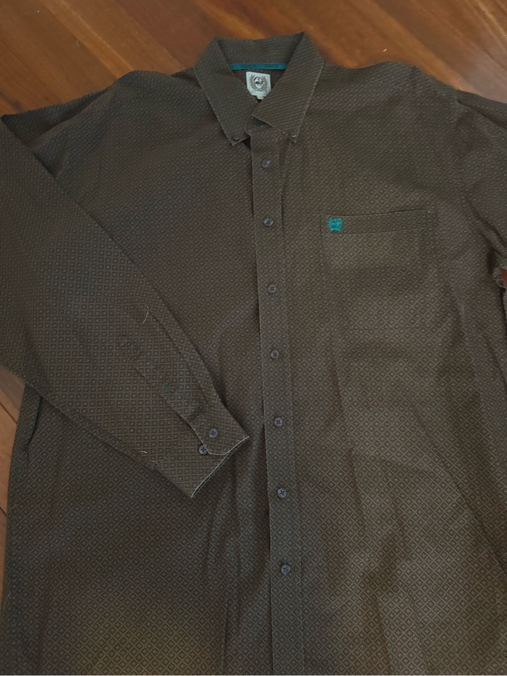 Cinch Men's Shirt SZ XL Button-Down Long Sleeve Brown Turquoise Blue